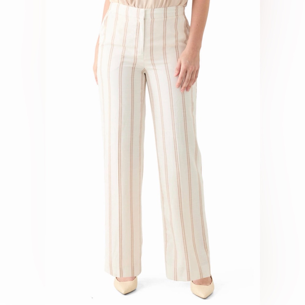 ‼️SOLD‼️ 221. NWOT! THE LIMITED Stripe Wide Leg Pants | White\Classic Camel